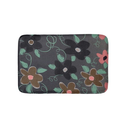Black Bold Floral Badmat (Voorkant)