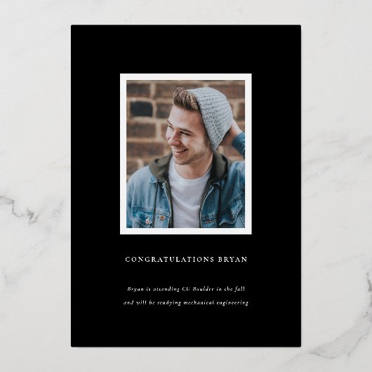 Black Bold Gold Lijst Afstuderen Aankondiging Kaar (Achterkant)