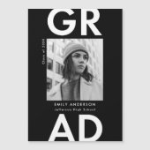 Black | Bold Grad Photo Graduation Announcement Magnetische Uitnodiging (Voorkant)