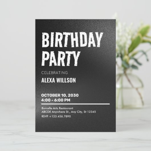 Black Bold Grunge Verjaardag Kaart (Staand voorkant)
