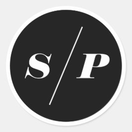 Black Bold Italic Typography Wedding Monogram Ronde Sticker