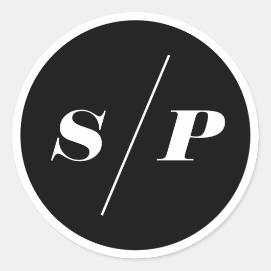 Black Bold Italic Typography Wedding Monogram Ronde Sticker (Voorkant)