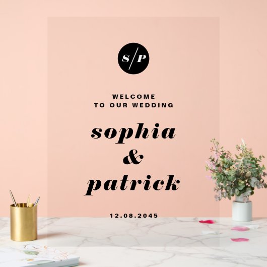 Black Bold Italic Typography Wedding Welcome Acryl Bord (Huwelijk)