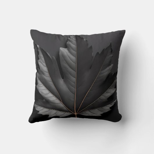 Black Bold Leaf Design Kussen (Achterkant)