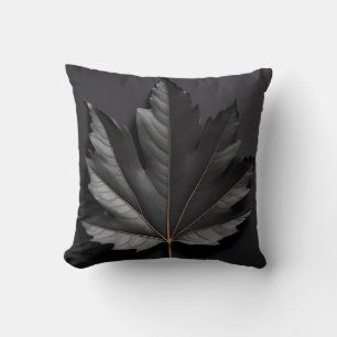 Black Bold Leaf Design Kussen