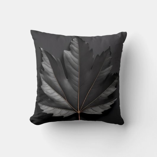 Black Bold Leaf Design Kussen (Voorkant)