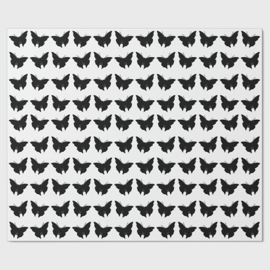 Black Bold Mod Butterflies Cadeaupapier (Vlak)