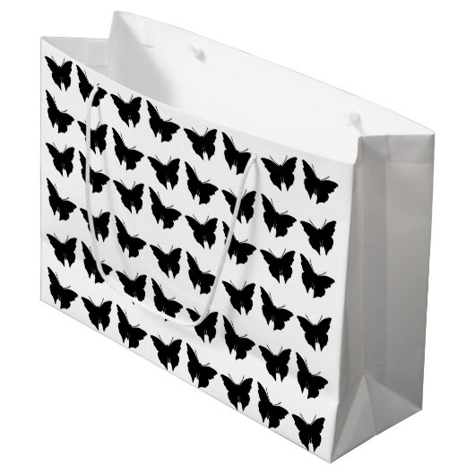 Black Bold Mod Butterflies Large Cadeautasje (Voorkant Gekanteld)