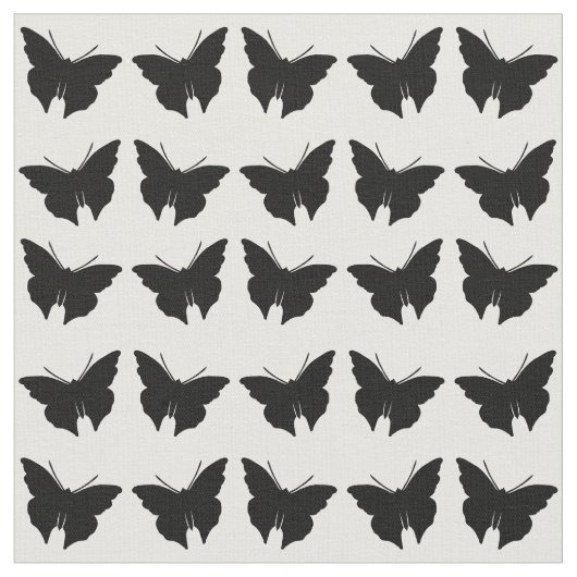 Black Bold Mod Butterflies Stof (Close Up)