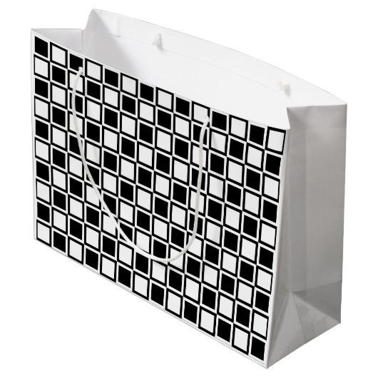 Black Bold Mod Squares Large Cadeautasje (Achterkant Gekanteld)