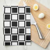Black Bold Mod Squares Theedoek (Quarter Fold)