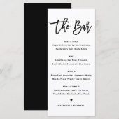 Black Bold Modern Calligraphy Wedding Bar Menu (Voorkant / Achterkant)