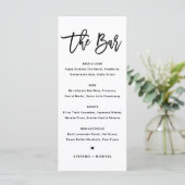 Black Bold Modern Calligraphy Wedding Bar Menu (Staand voorkant)