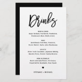 Black Bold Modern Calligraphy Wedding Drinken Menu (Voorkant / Achterkant)