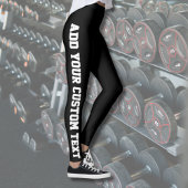Black Bold Personalized Custom Text Vertical  Leggings