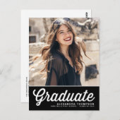 Black Bold Retro Script Photo Afstuderen Briefkaart (Voorkant / Achterkant)