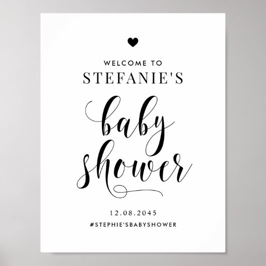 Black Bold Script Baby shower Welkom Poster (Voorkant)