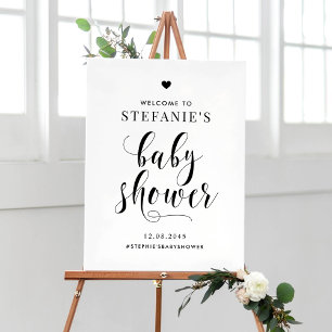 Black Bold Script Baby shower Welkom Poster