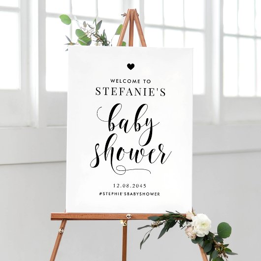 Black Bold Script Baby shower Welkom Poster