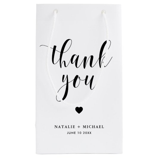 Black Bold Script Wedding Bedankt Cadeautas (Achterkant)