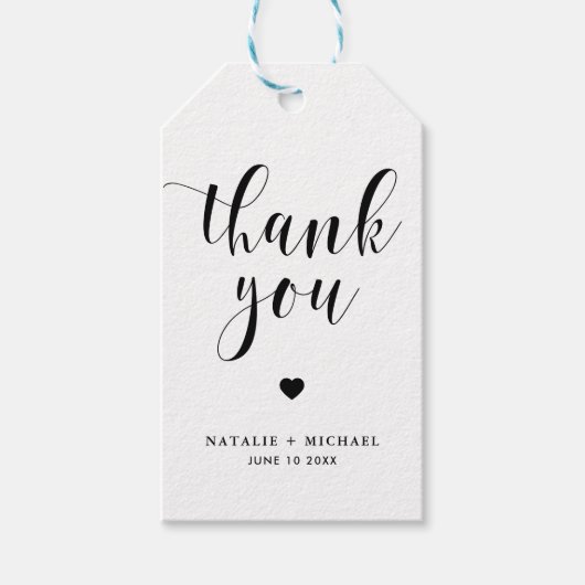 Black Bold Script Wedding Bedankt Gift Label Cadeaulabel (Voorkant)