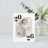 Black Bold Typography 2025 Nieuwjaarsfoto Feestdagenkaart (Staand voorkant)