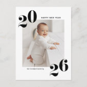 Black Bold Typography 2025 Nieuwjaarsfoto Feestdagenkaart (Voorkant)