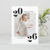 Black Bold Typography 2025 Nieuwjaarsfoto Feestdagenkaart (Staand voorkant)