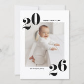 Black Bold Typography 2025 Nieuwjaarsfoto Feestdagenkaart (Voorkant)