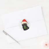Black Bombay Cat Waterverf Santa Ronde Sticker (Envelop)