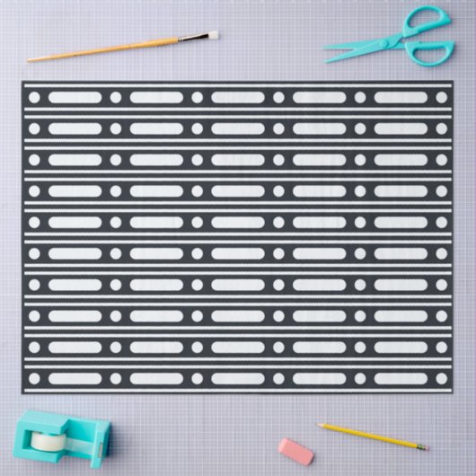 Black Bone Inlay Dots Border Decoupage Paper Tissuepapier (Craft)