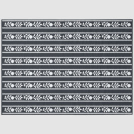 Black Bone Inlay Floral Border Decoupage Paper Tissuepapier