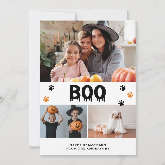 Black Boo Pet Foto Happy Halloween Kaart (Voorkant)