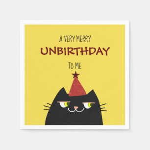 Black Booo De Kat, Grappige Cartoon Doodle Geel Servet