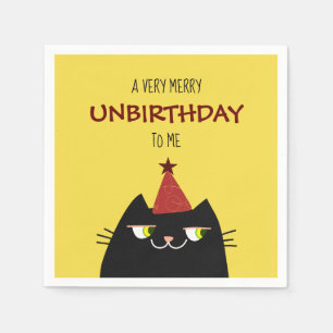Black Booo De Kat, Grappige Cartoon Doodle Geel Servet
