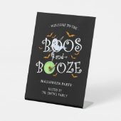 Black Boos & Booze Halloween Party Reclamebord Met Voetstuk (Voorkant)