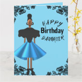 Black Border Afro-Amerikaans Dochter Verjaardag Kaart (Gele Bloem)