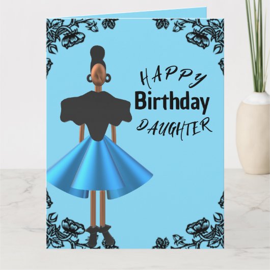 Black Border Afro-Amerikaans Dochter Verjaardag Kaart (Voorkant)