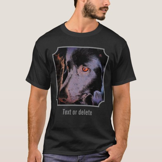 Black Border Collie Dog Face Abstract Art T-shirt (Voorkant)