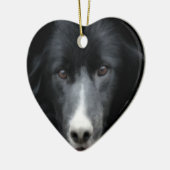 Black Border Collie Face Dog Ornament (Links)