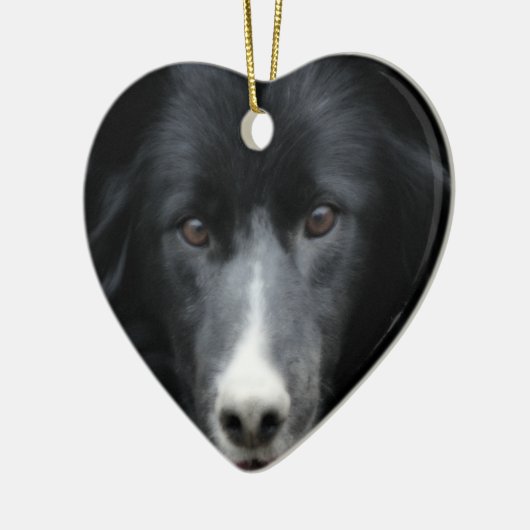 Black Border Collie Face Dog Ornament (Links)