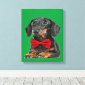 Black Border Collie Puppy Canvas Afdruk (Insitu (Houten vloer))