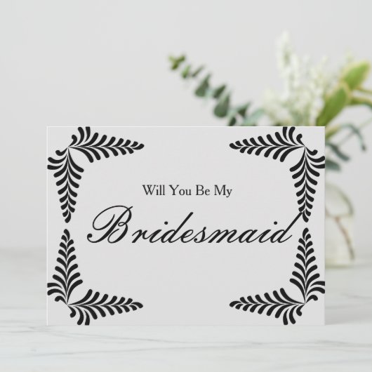 Black Border Confetti Wil je mijn bruidsmeisje zij Kaart (Staand voorkant)