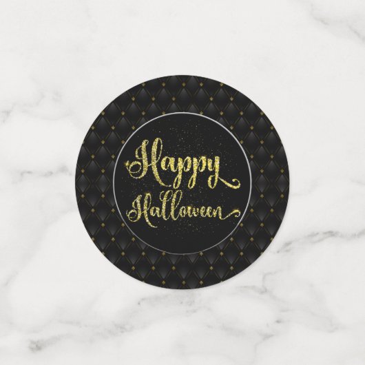 Black Border Gold Glitter op zwart Happy Halloween Confetti (Kleine voorkant)