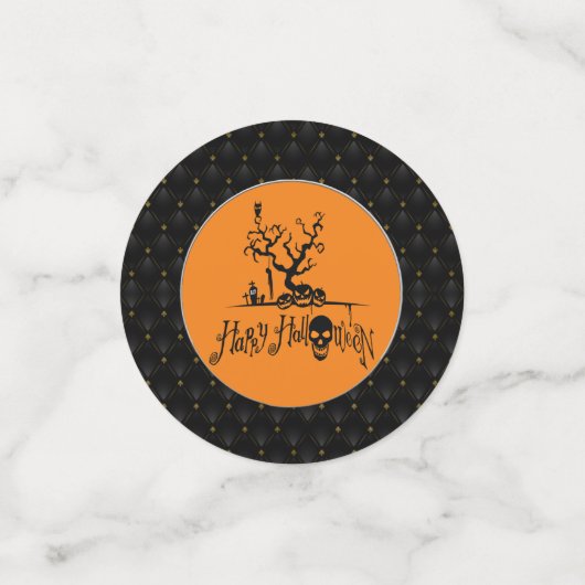 Black Border Happy Halloween Grave Yard Confetti (Kleine voorkant)