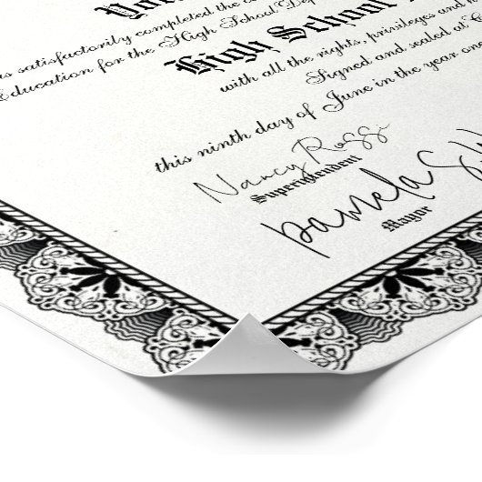 Black Border High School Diploma Replica Poster (Hoek)