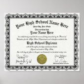 Black Border High School Diploma Replica Poster (Voorkant)