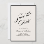 Black Border Ivory Modern Save the Date Kaart (Voorkant)