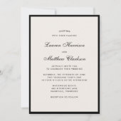 Black Border Ivory Modern Wedding Invitation Kaart (Voorkant)