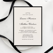 Black Border Ivory Modern Wedding Invitation Kaart